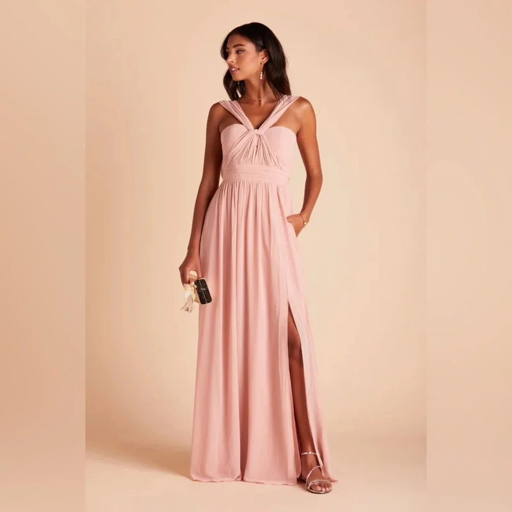 Birdy Grey GRACE CONVERTIBLE DRESS CHIFFON DUSTY ROSE XS NEW NWT BRIDESMAID SLIT - Picture 2 of 6